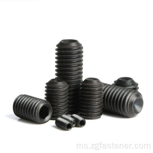 Black Oxide Coating Hexagon Socket Set Skru dengan titik cawan DIN916